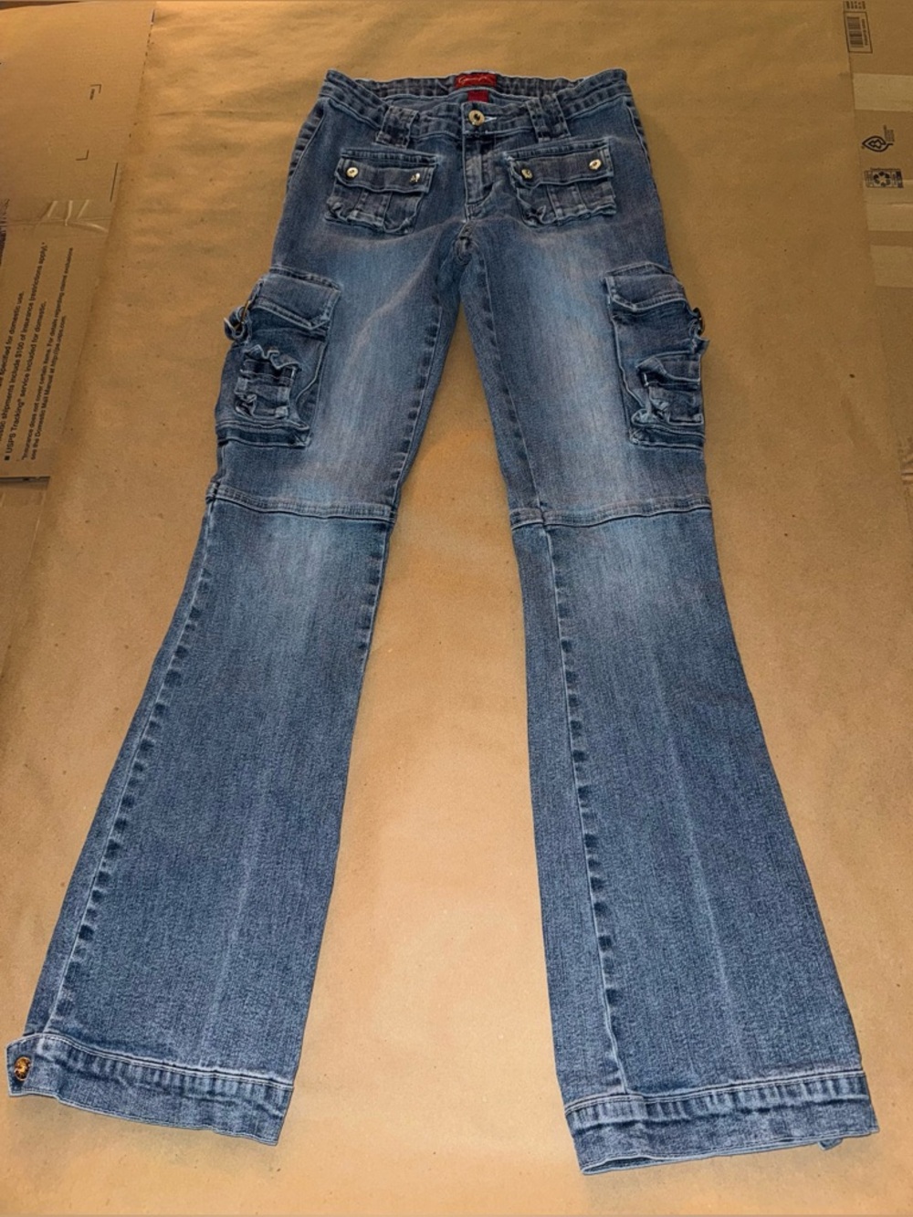 Southpole Flare Jeans Cargo Pockets Denim Size 3 Vintage Y2K Preppy “It” Cool